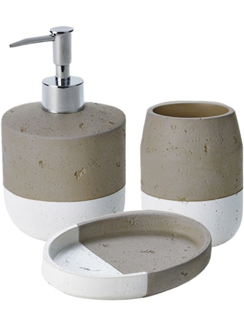 Guy Levasseur - Set salle de bain bicolore 3 pièces céramique taupe - Kiabi