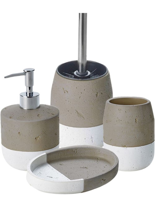 Guy Levasseur - Set salle de bain bicolore 4 pièces en céramique taupe - Kiabi Guy Levasseur - Set salle de bain bicolore 4 pièces en céramique taupe - Kiabi