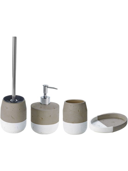 Guy Levasseur - Set salle de bain bicolore 4 pièces en céramique taupe - Kiabi Guy Levasseur - Set salle de bain bicolore 4 pièces en céramique taupe - Kiabi