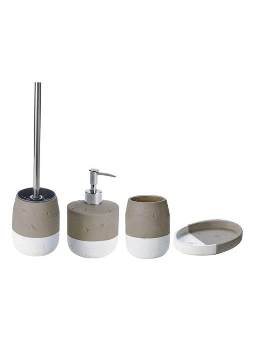 Guy Levasseur - Set salle de bain bicolore 4 pièces en céramique taupe - Kiabi Guy Levasseur - Set salle de bain bicolore 4 pièces en céramique taupe - Kiabi