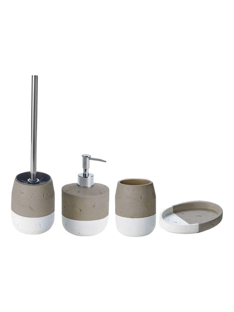 Guy Levasseur - Set salle de bain bicolore 4 pièces en céramique taupe Gris taupe - Kiabi