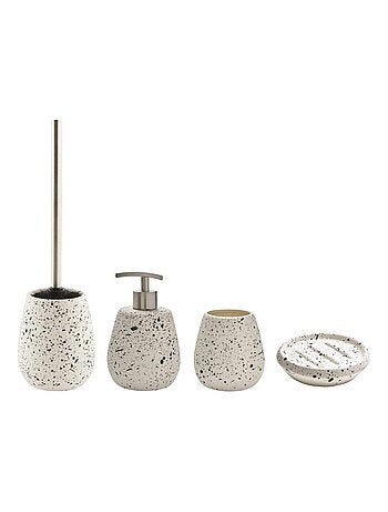 Guy Levasseur - Set salle de bain céramique moucheté 4 pièces blanc