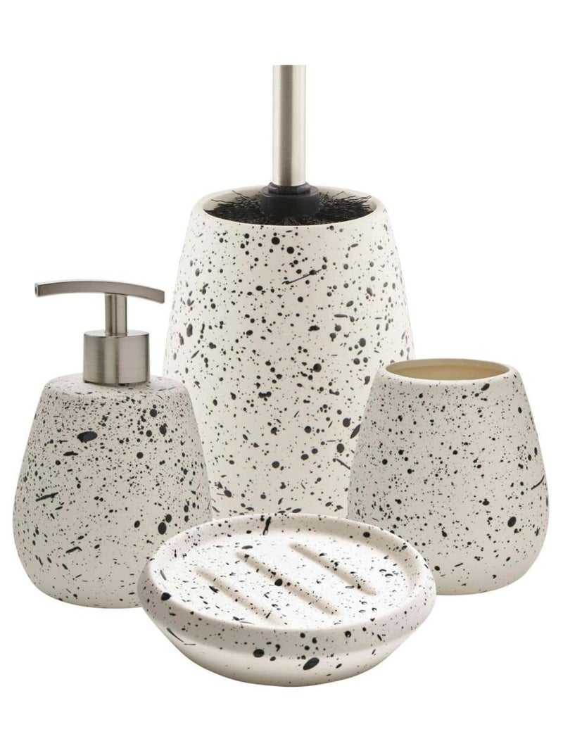 Guy Levasseur - Set salle de bain céramique moucheté 4 pièces blanc Blanc - Kiabi