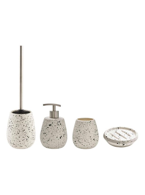 Guy Levasseur - Set salle de bain céramique moucheté 4 pièces blanc - Kiabi