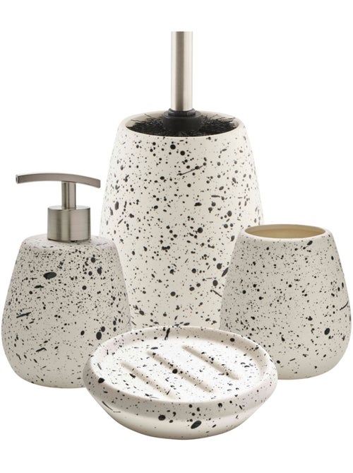 Guy Levasseur - Set salle de bain céramique moucheté 4 pièces blanc - Kiabi Guy Levasseur - Set salle de bain céramique moucheté 4 pièces blanc - Kiabi