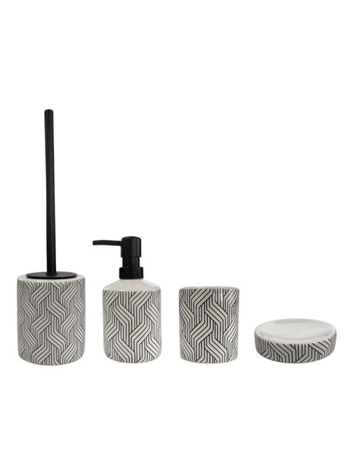 Guy Levasseur - Set salle de bain graphique 4 pièces céramique Noir et blanc - Kiabi
