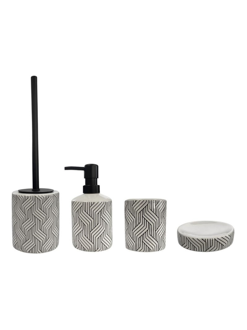 Guy Levasseur - Set salle de bain graphique 4 pièces céramique Noir et blanc Noir Blanc - Kiabi