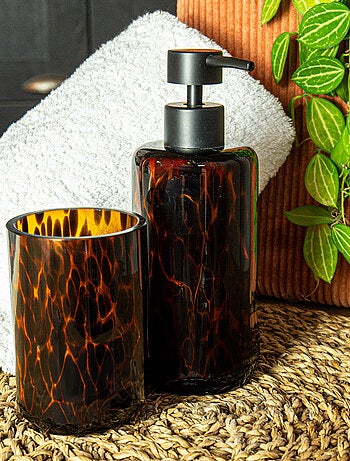 Guy Levasseur - Set salle de bain léopard 2 pièces distributeur marron