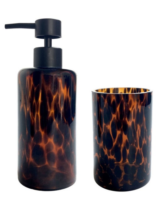 Guy Levasseur - Set salle de bain léopard 2 pièces distributeur marron - Kiabi