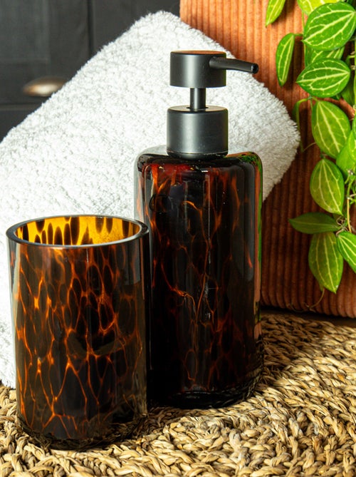 Guy Levasseur - Set salle de bain léopard 2 pièces distributeur marron - Kiabi