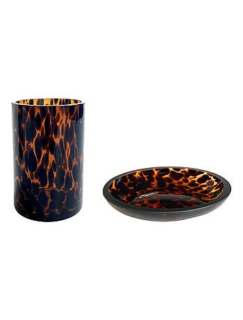 Guy Levasseur - Set salle de bain léopard 2 pièces porte-savon marron