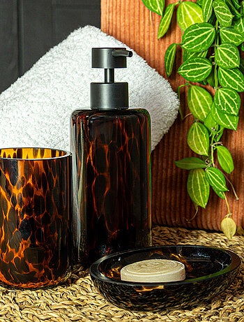 Guy Levasseur - Set salle de bain léopard 3 pièces verre marron