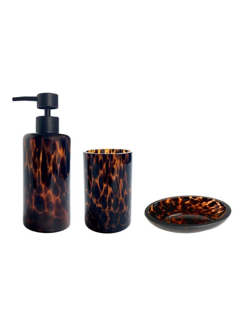 Guy Levasseur - Set salle de bain léopard 3 pièces verre marron - Kiabi