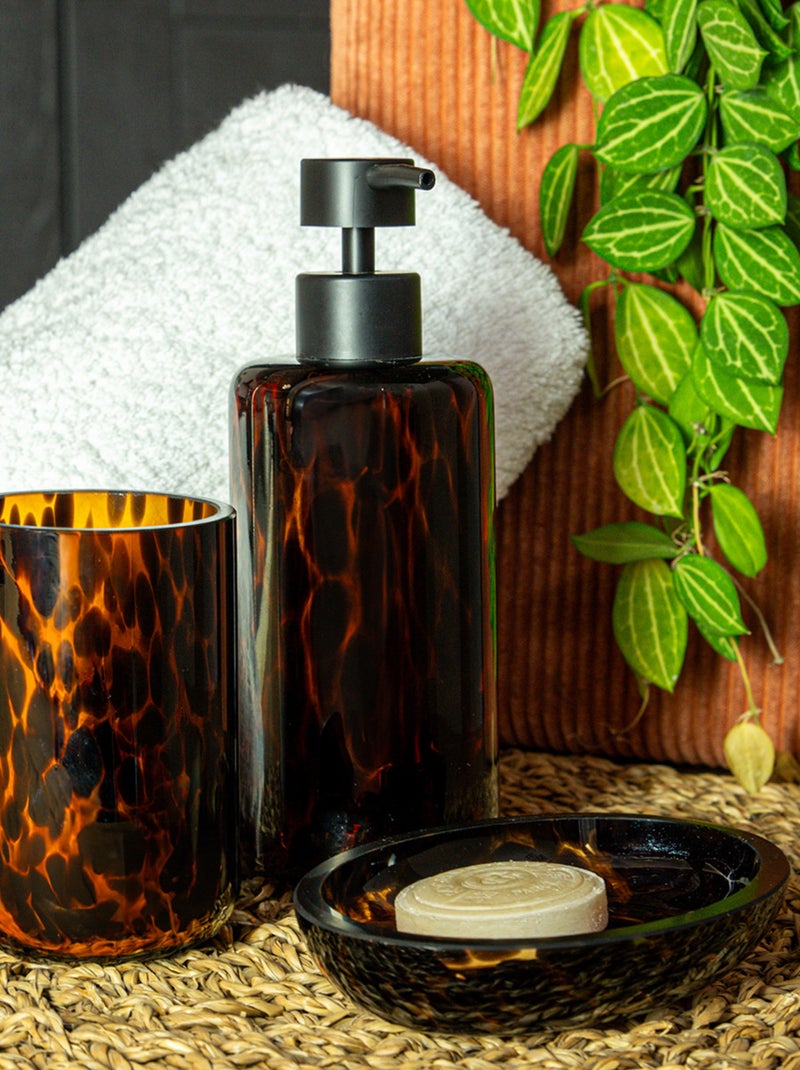 Guy Levasseur - Set salle de bain léopard 3 pièces verre marron Marron - Kiabi