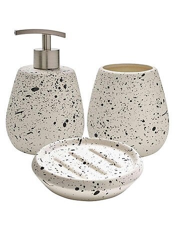 Guy Levasseur - Set salle de bain moucheté 3 pièces céramique blanc