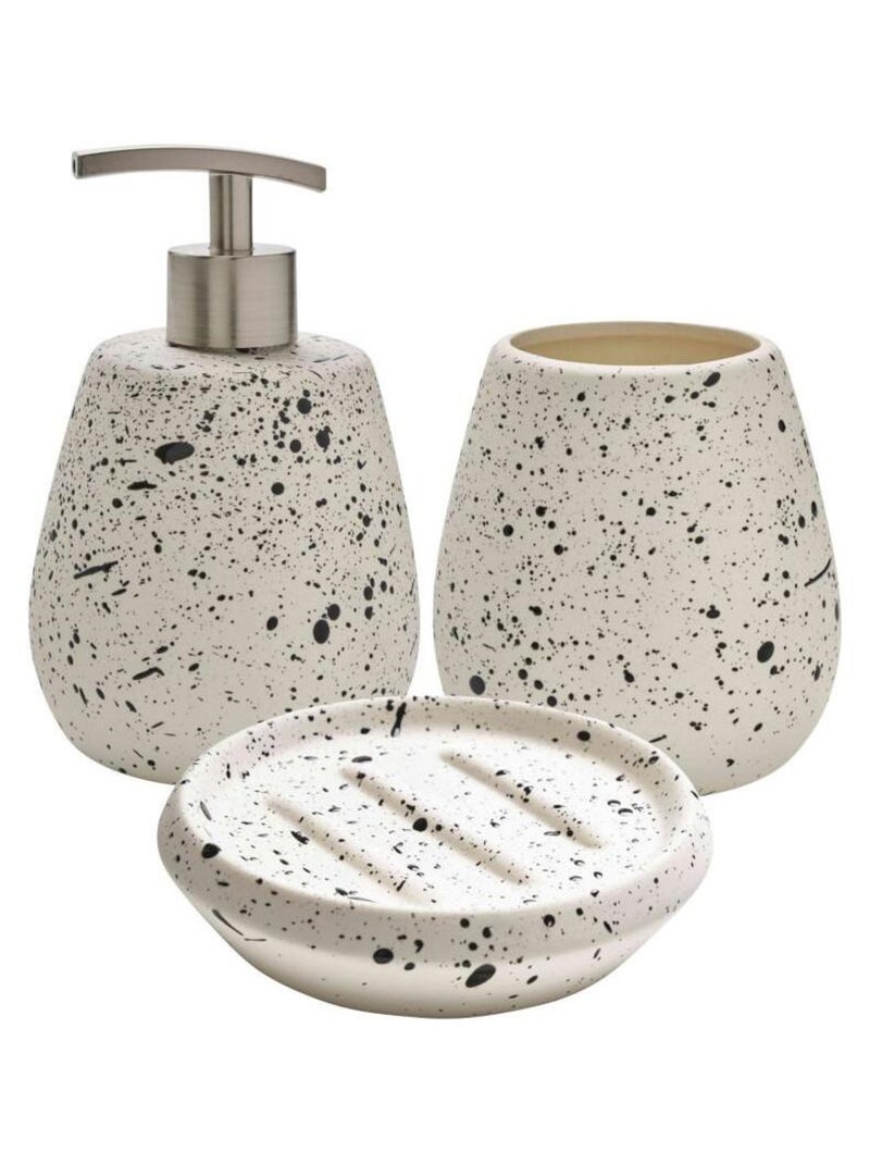 Guy Levasseur - Set salle de bain moucheté 3 pièces céramique blanc Blanc - Kiabi