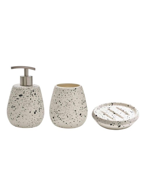 Guy Levasseur - Set salle de bain moucheté 3 pièces céramique blanc - Kiabi Guy Levasseur - Set salle de bain moucheté 3 pièces céramique blanc - Kiabi