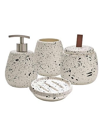 Guy Levasseur - Set salle de bain moucheté 4 pièces céramique blanc