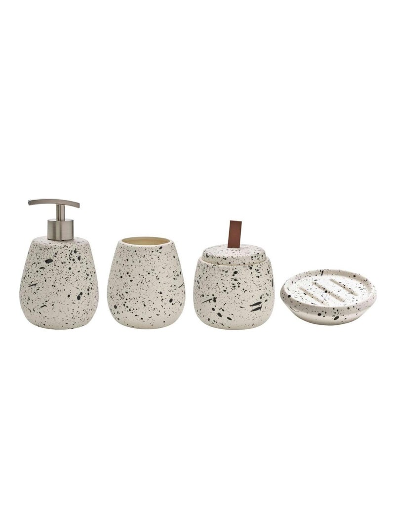 Guy Levasseur - Set salle de bain moucheté 4 pièces céramique blanc Blanc - Kiabi