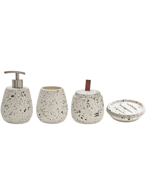 Guy Levasseur - Set salle de bain moucheté 4 pièces céramique blanc - Kiabi