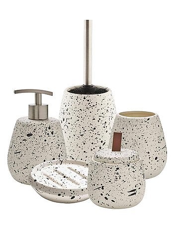 Guy Levasseur - Set salle de bain moucheté 5 pièces céramique blanc