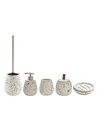 Guy Levasseur - Set salle de bain moucheté 5 pièces céramique blanc