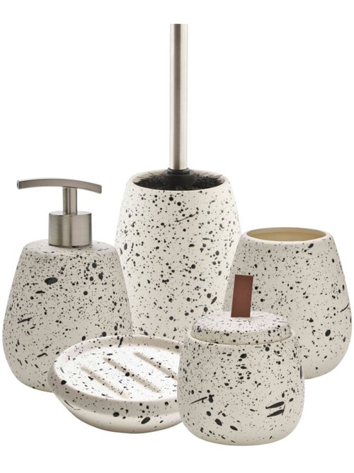 Guy Levasseur - Set salle de bain moucheté 5 pièces céramique blanc - Kiabi Guy Levasseur - Set salle de bain moucheté 5 pièces céramique blanc - Kiabi