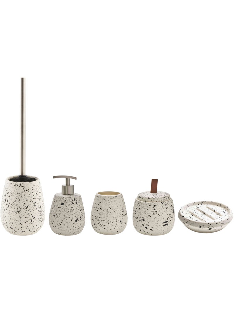 Guy Levasseur - Set salle de bain moucheté 5 pièces céramique blanc Blanc Noir Blanc - Kiabi