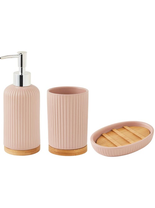 Guy Levasseur - Set salle de bain strié 3 pièces céramique bambou #ff00ff - Kiabi
