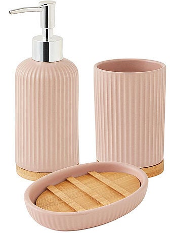 Guy Levasseur - Set salle de bain strié 3 pièces céramique bambou