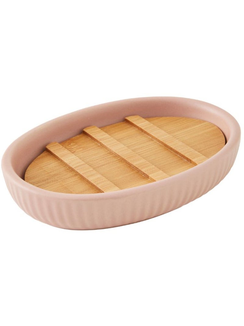 Guy Levasseur - Set salle de bain strié 3 pièces céramique bambou Rose fushia - Kiabi