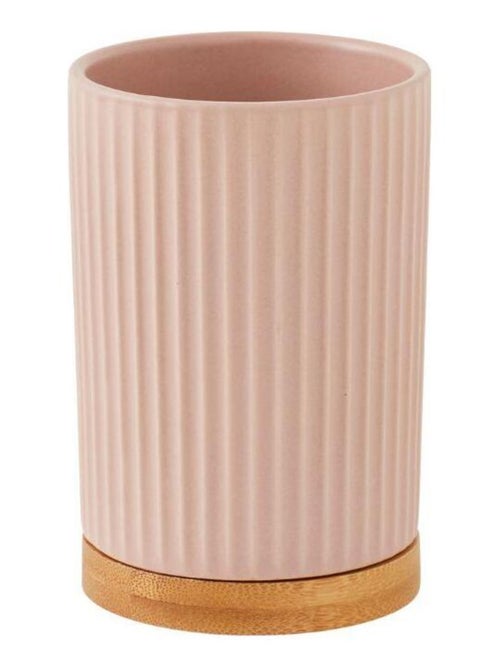 Guy Levasseur - Set salle de bain strié 3 pièces céramique bambou rose - Kiabi