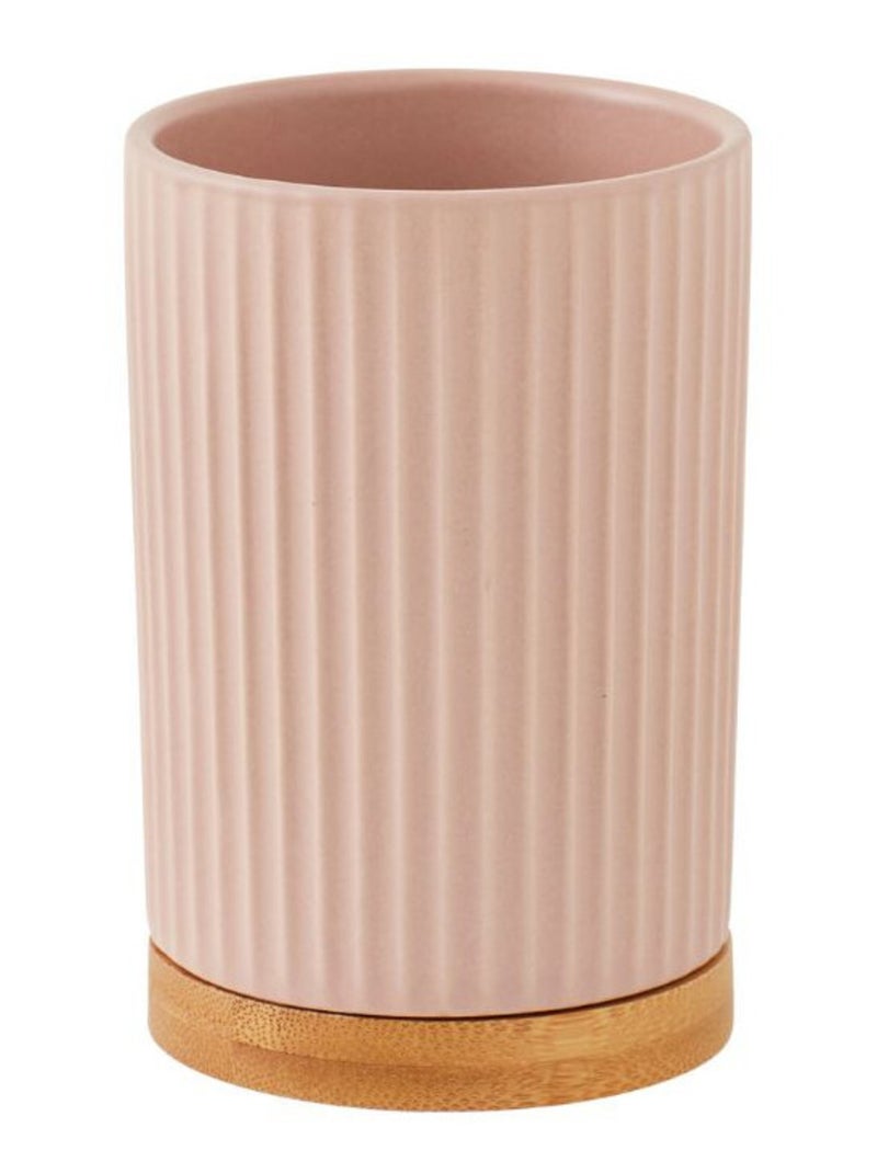 Guy Levasseur - Set salle de bain strié 4 pièces céramique bambou rose Rose - Kiabi