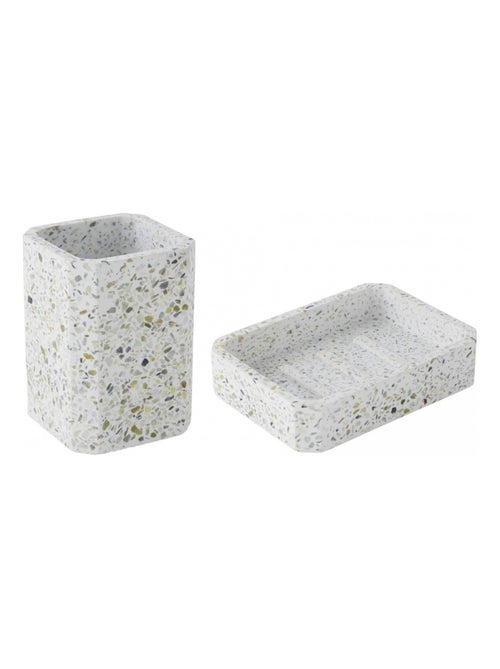 Guy Levasseur - Set salle de bain terrazzo 2 pièces porte-savon vert - Kiabi Guy Levasseur - Set salle de bain terrazzo 2 pièces porte-savon vert - Kiabi