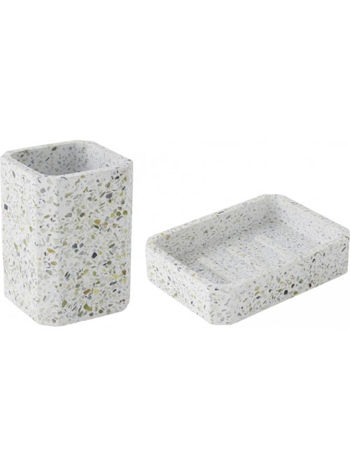 Guy Levasseur - Set salle de bain terrazzo 2 pièces porte-savon vert - Kiabi