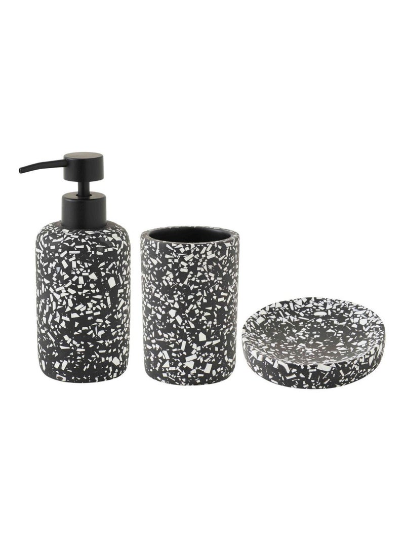 Guy Levasseur - Set salle de bain terrazzo 3 pièces polyrésine noir Noir - Kiabi