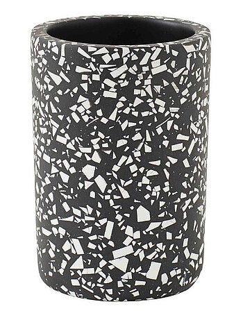 Guy Levasseur - Set salle de bain terrazzo 4 pièces polyrésine Noir et blanc