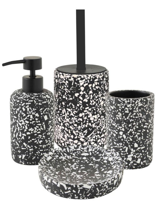 Guy Levasseur - Set salle de bain terrazzo 4 pièces polyrésine Noir et blanc - Kiabi