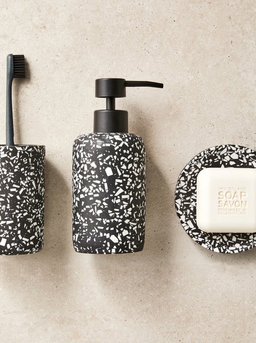 Guy Levasseur - Set salle de bain terrazzo 4 pièces polyrésine Noir et blanc - Kiabi