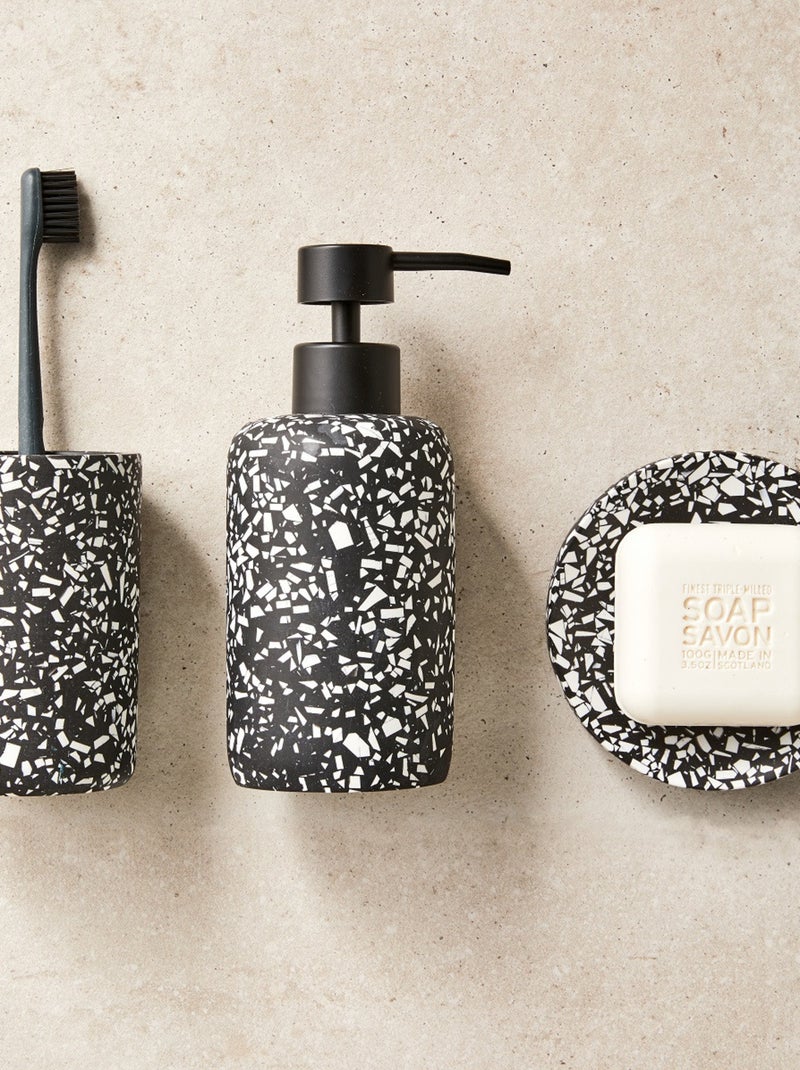 Guy Levasseur - Set salle de bain terrazzo 4 pièces polyrésine Noir et blanc Noir Blanc - Kiabi