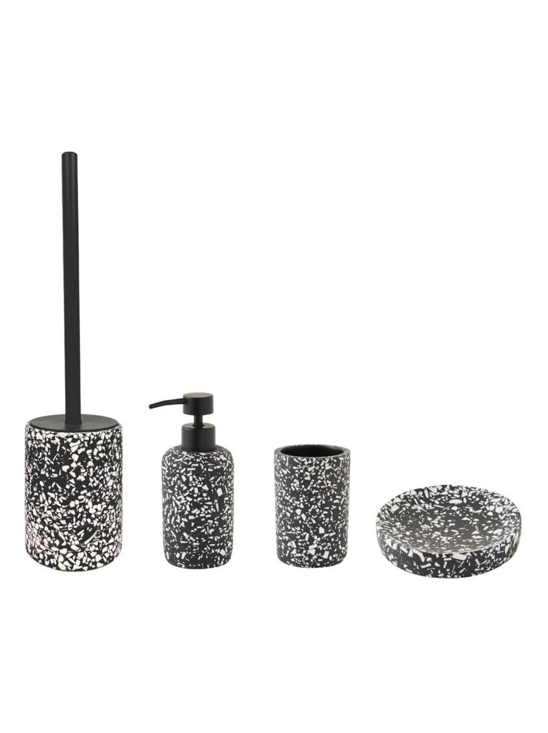 Guy Levasseur - Set salle de bain terrazzo 4 pièces polyrésine Noir et blanc Noir Blanc - Kiabi
