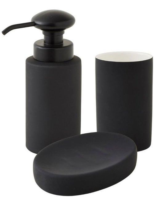 Guy Levasseur - Set salle de bain uni 3 pièces céramique noir - Kiabi