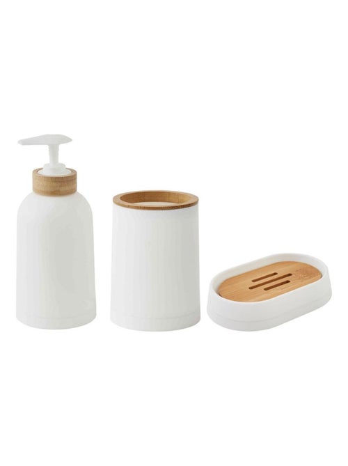 Guy Levasseur - Set salle de bain uni 3 pièces en bambou blanc - Kiabi