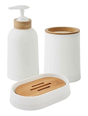 Guy Levasseur - Set salle de bain uni 3 pièces en bambou #ffffff