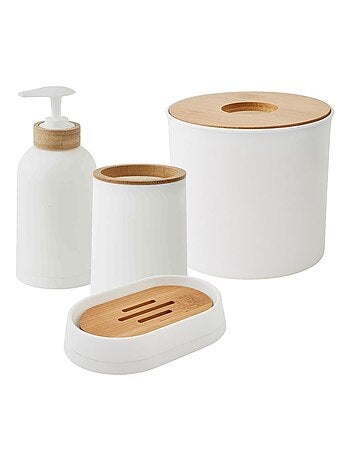 Guy Levasseur - Set salle de bain uni 4 pièces bambou blanc