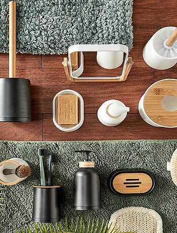 Guy Levasseur - Set salle de bain uni 4 pièces bambou blanc