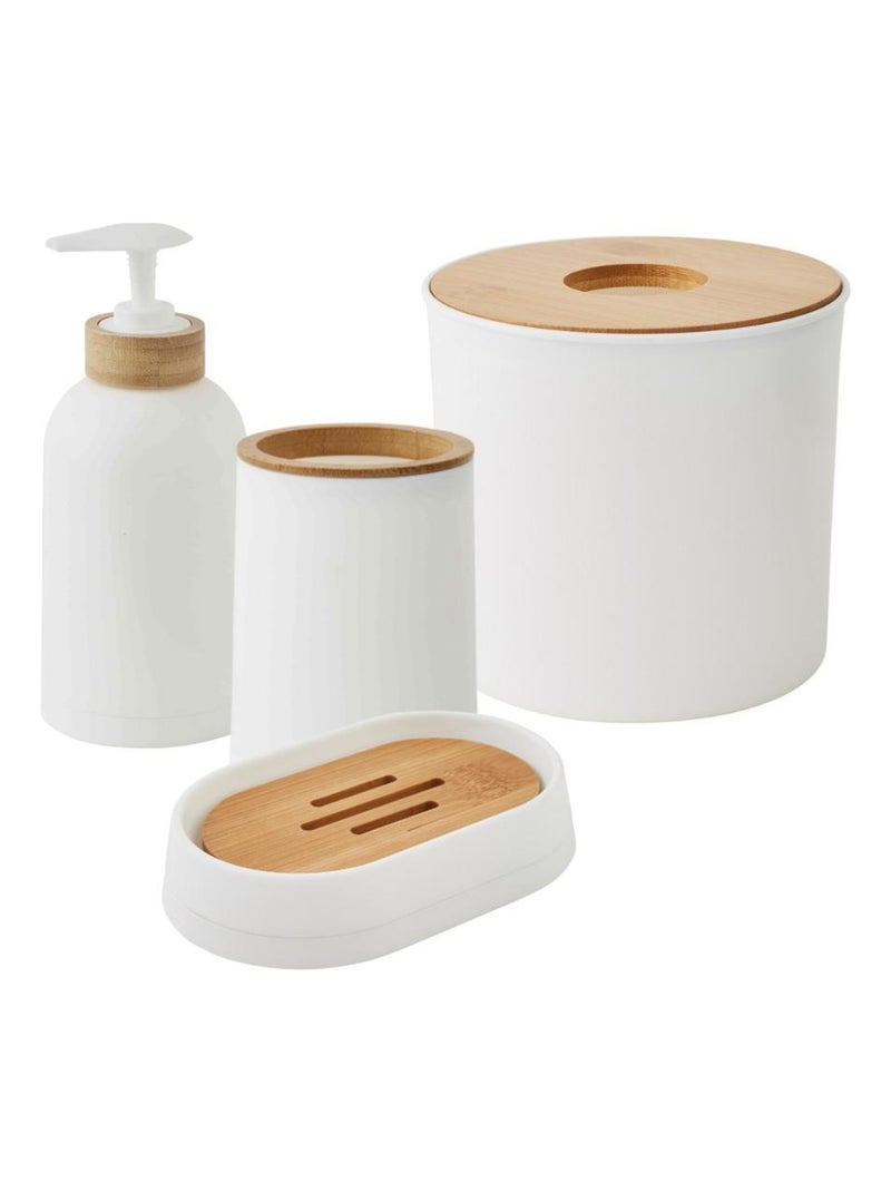 Guy Levasseur - Set salle de bain uni 4 pièces bambou blanc Blanc - Kiabi