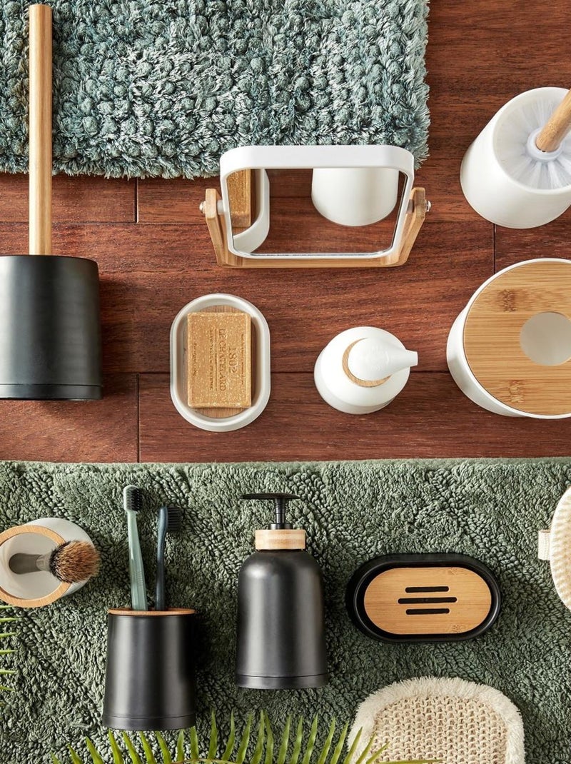 Guy Levasseur - Set salle de bain uni 4 pièces bambou blanc Blanc - Kiabi