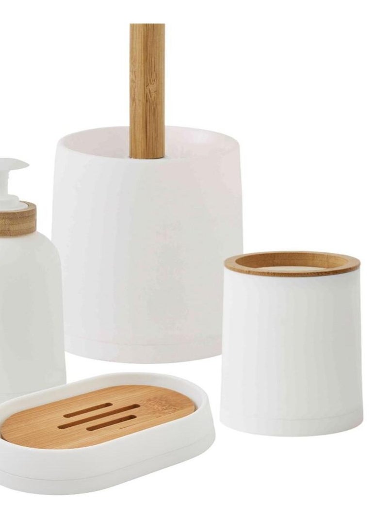 Guy Levasseur - Set salle de bain uni 4 pièces en bambou blanc Blanc - Kiabi