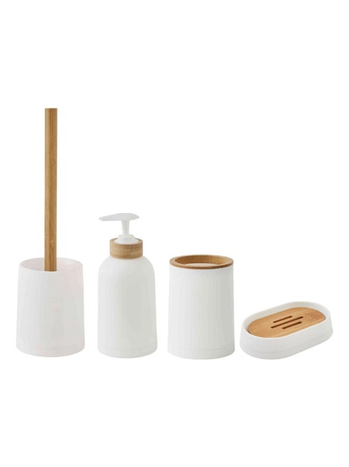Guy Levasseur - Set salle de bain uni 4 pièces en bambou blanc - Kiabi